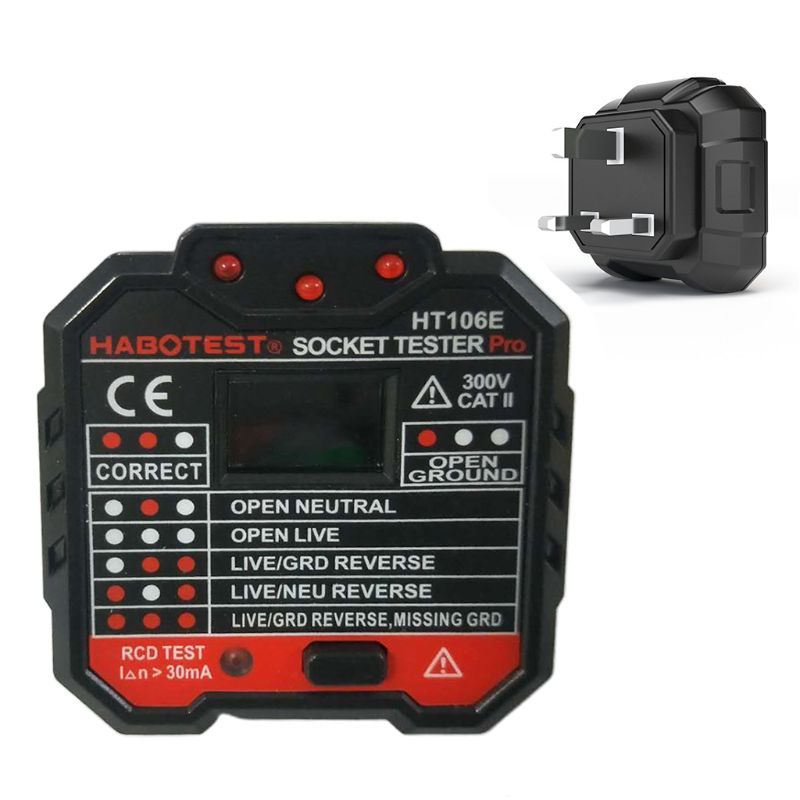 HT106 Digital Display Plug in Socket Voltage Outlet Tester Electric Fault Checker Advanced Circuit Line Wall Plug Finder