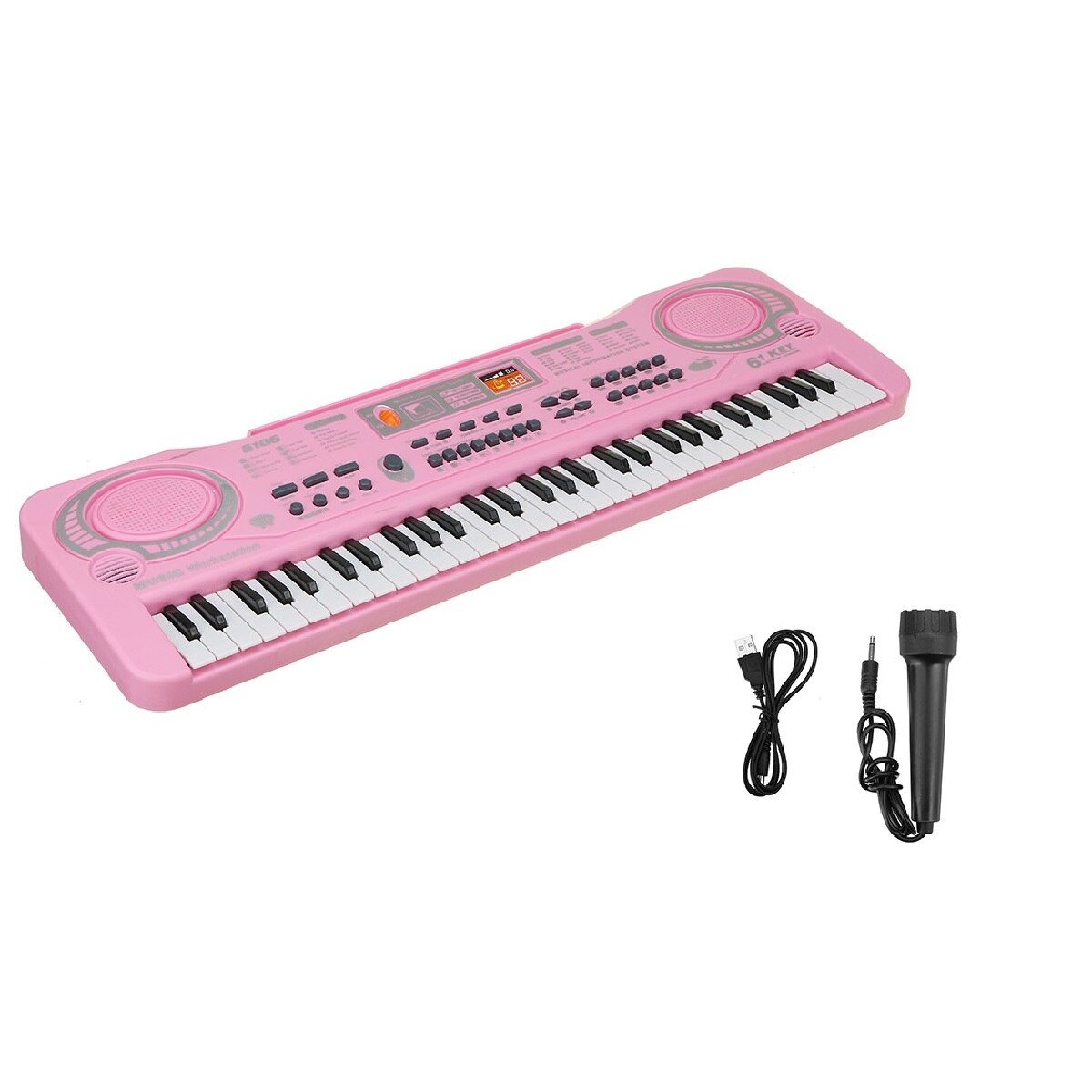 61 Keys Digital Music Electronic Keyboard Electric Piano Standard Keyboard with Microphone Wonderful Music Intelligence Toys: Pink