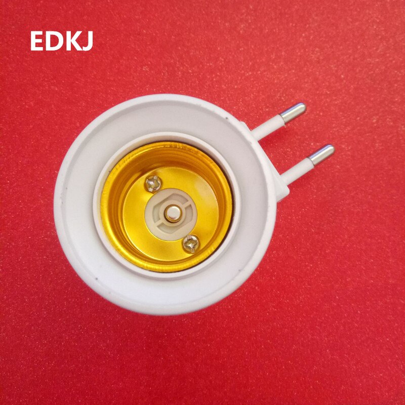 1pc e27 eu stikkontakter med rund fod + on / off mobil lampeholder lille natlampe stikkontakt konverter