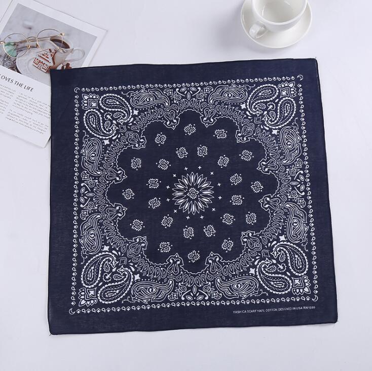 Bohemia Print Bandana Hair Bands for Girls Women Headband Scarf Face Mask Cross TurbanBandanas Headwear 55cmX55cm Hair Headwrap: Navy Blue