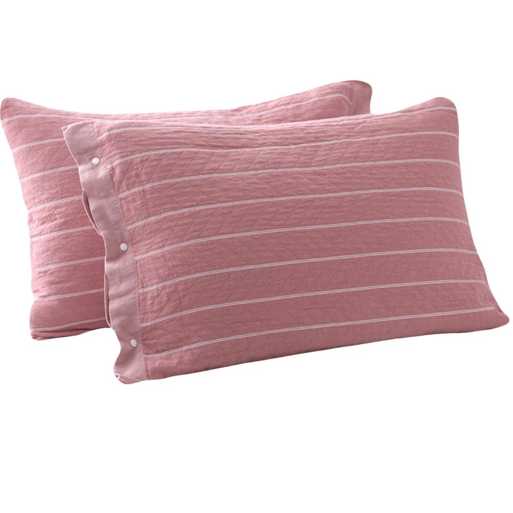 Pillowcase Muslin Cotton Pillow Case All Covered With High-Grade Breathable Pillowslip Bedding 50*75cm A Pair: Pink