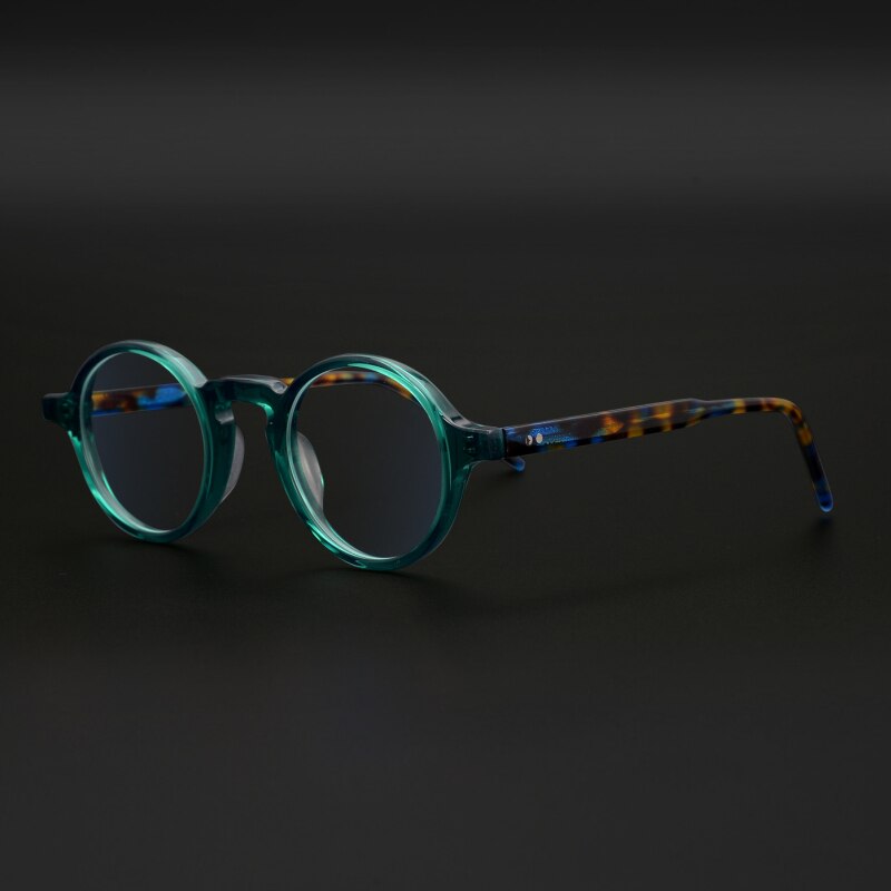 Hecho a mano Vintage redondo acetato de gafas graduadas con montura para hombres y mujeres círculo Retro gafas miopía gafas óptica: Green