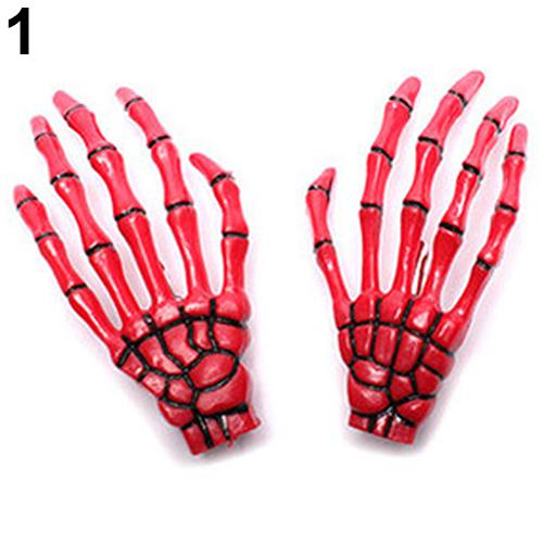 Épingle à cheveux à patte en crâne, Punk, épingle à cheveux exagérée, os, griffes de main, ornements capillaires un, tendance nouveauté: red 1