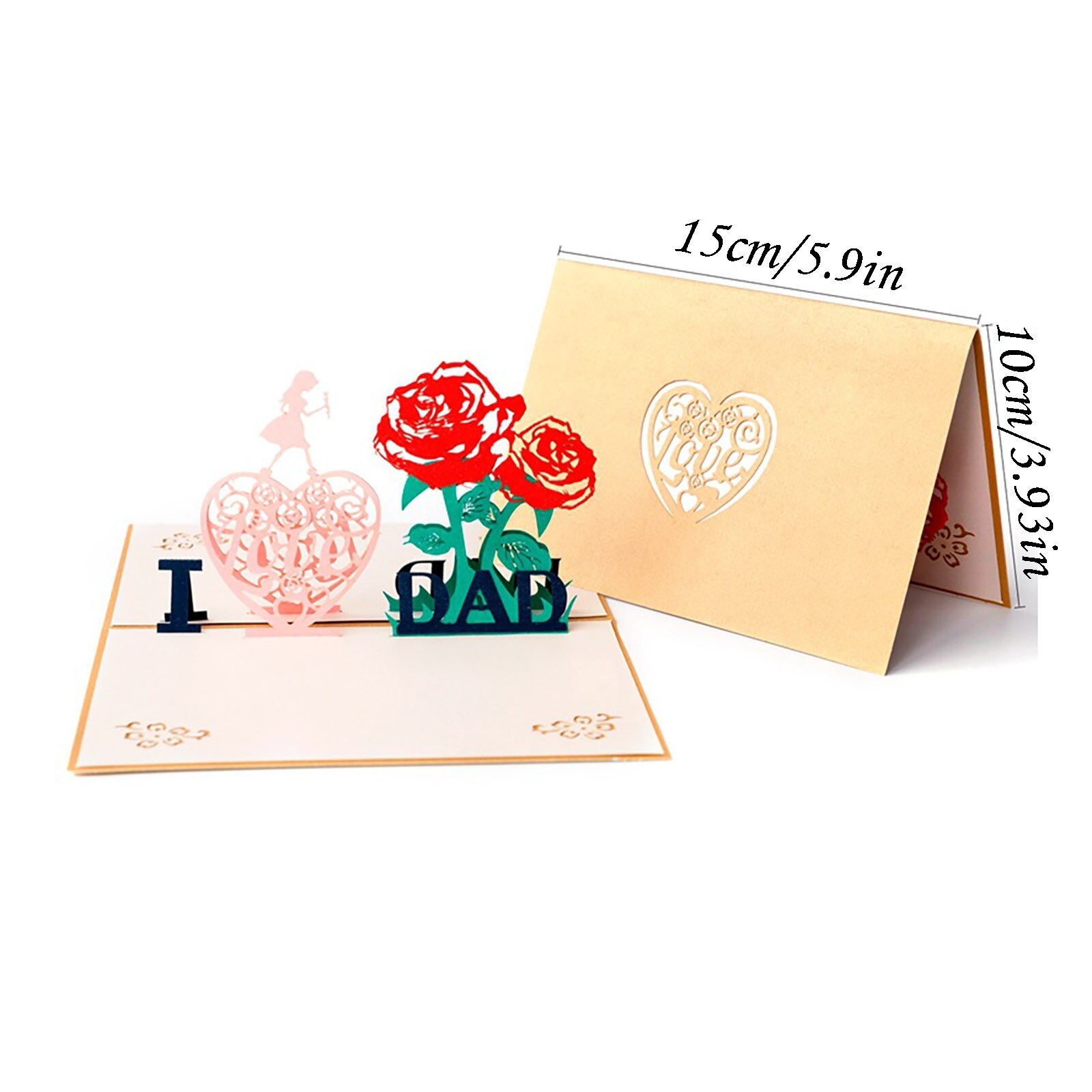 Fathers Day Card 3D Pop-Up Birthday Cards for Dad Handmade Greeting Card with Envelope Half fold greeting card