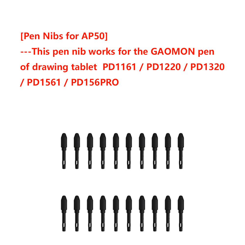 Paquete de 10/20 puntas de repuesto para GAOMON ArtPaint Pen AP10 / AP20 AP31/ AP32 / AP40 / AP50, tableta gráfica para lápiz óptico de dibujo: Negro