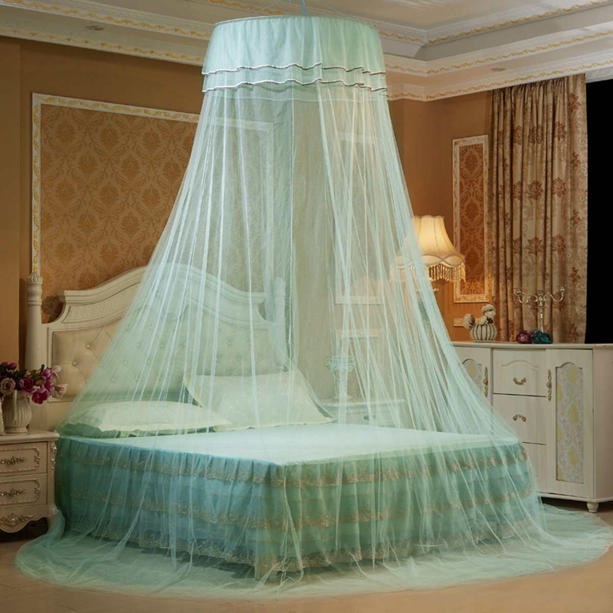 Luxury Princess Butterfly Bed Canopy Mosquito Net Bedroom Mosquito Netting Bed Curtain Canopy Netting Mosquito: Light Green