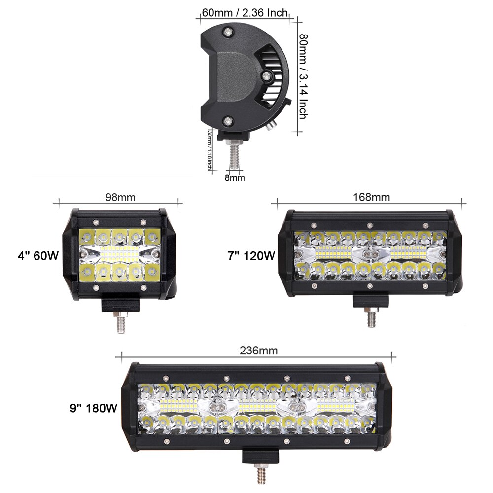 4" 7" 12" 20 Inch Led Bar Light For RC Car 4x4 Off road 4WD Truck ATV 12V 24V Trailer Motorcycle Combo Offroad Work Barra Lights