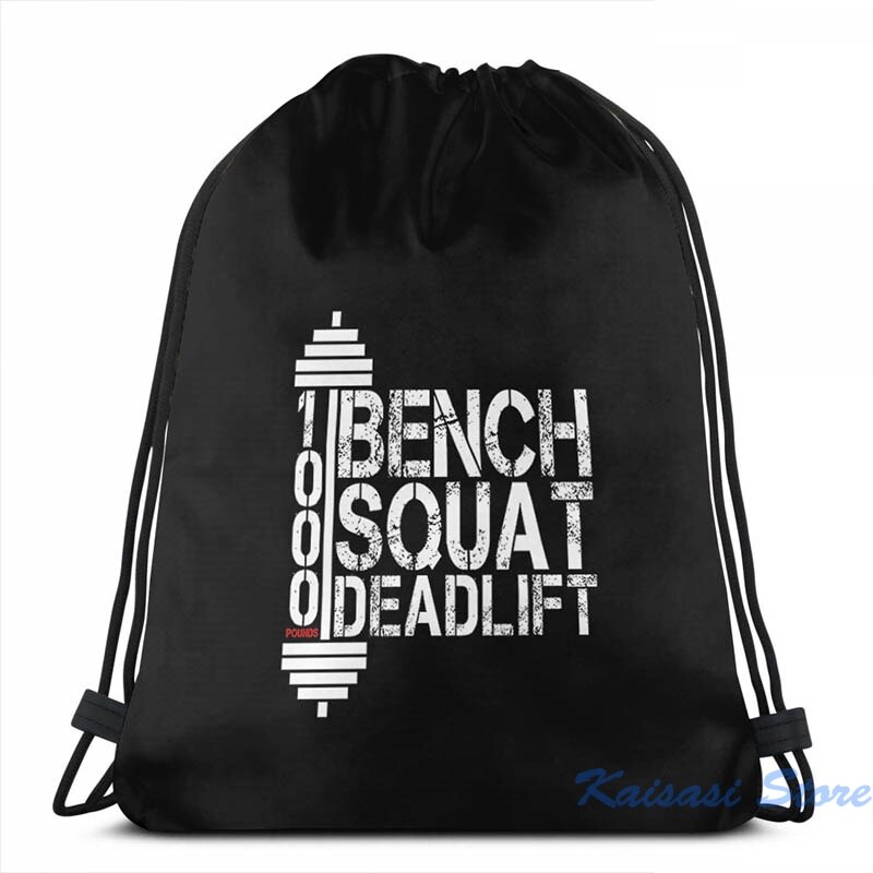 1000 Pounds Bench Squat Deadlift Powerlift Club Fitness Bodybuilder Bodybuilding USB Charge Backpack men School bags laptop bag: Drawstring Bag