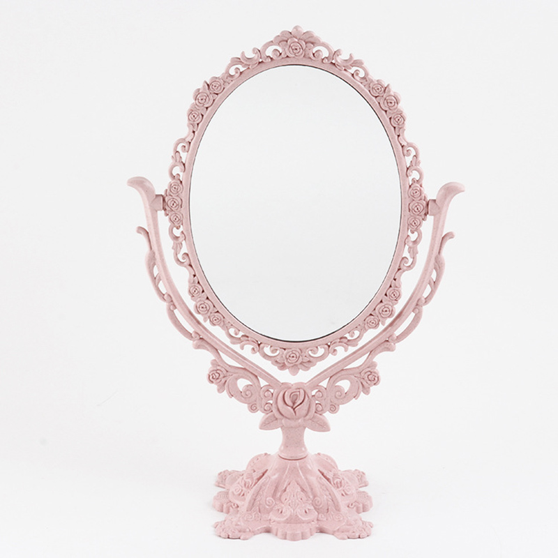 Espejo de maquillaje de escritorio estilo europeo espejo gótico giratorio herramienta de belleza de decoración de Mariposa o rosa redondo Oval forma de corazón espejo de maquillaje