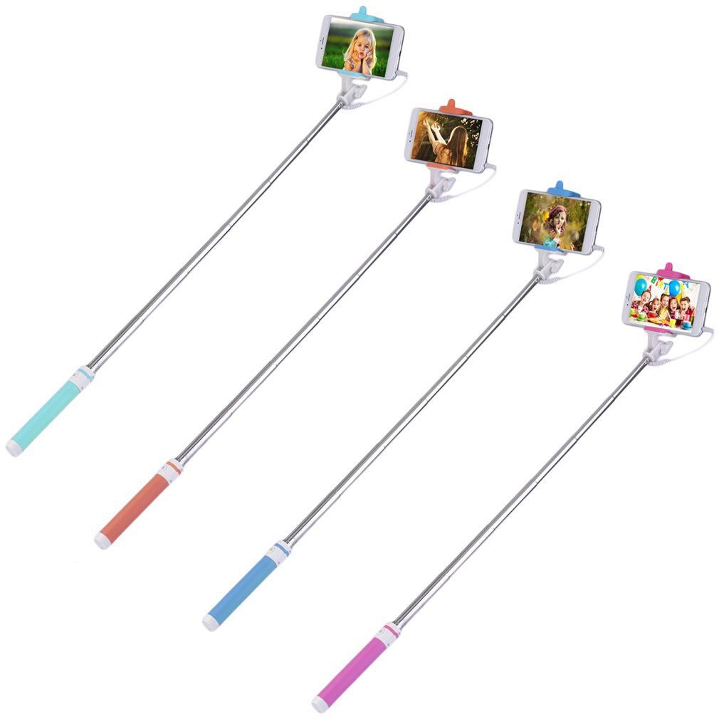 Wired Extendable Handheld Remote Shutter Selfie Stick Monopod For Phone