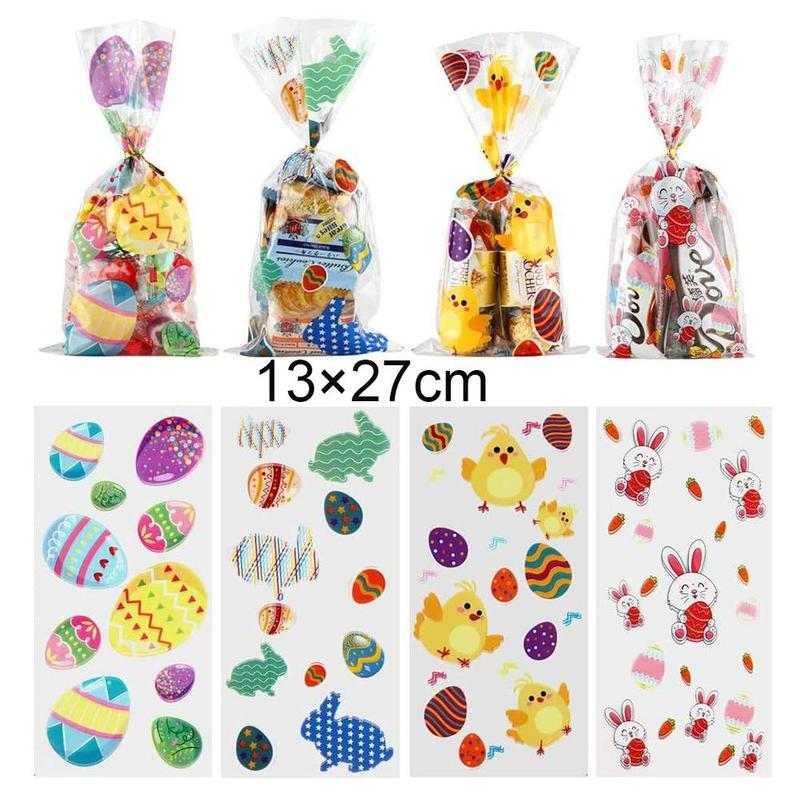 Easter Party Decorations 50Pcs Cartoon Animal Candy Bird/Eggs/Bunny For Easter Cookies Plastic Bags Cake Packagin Z9P0