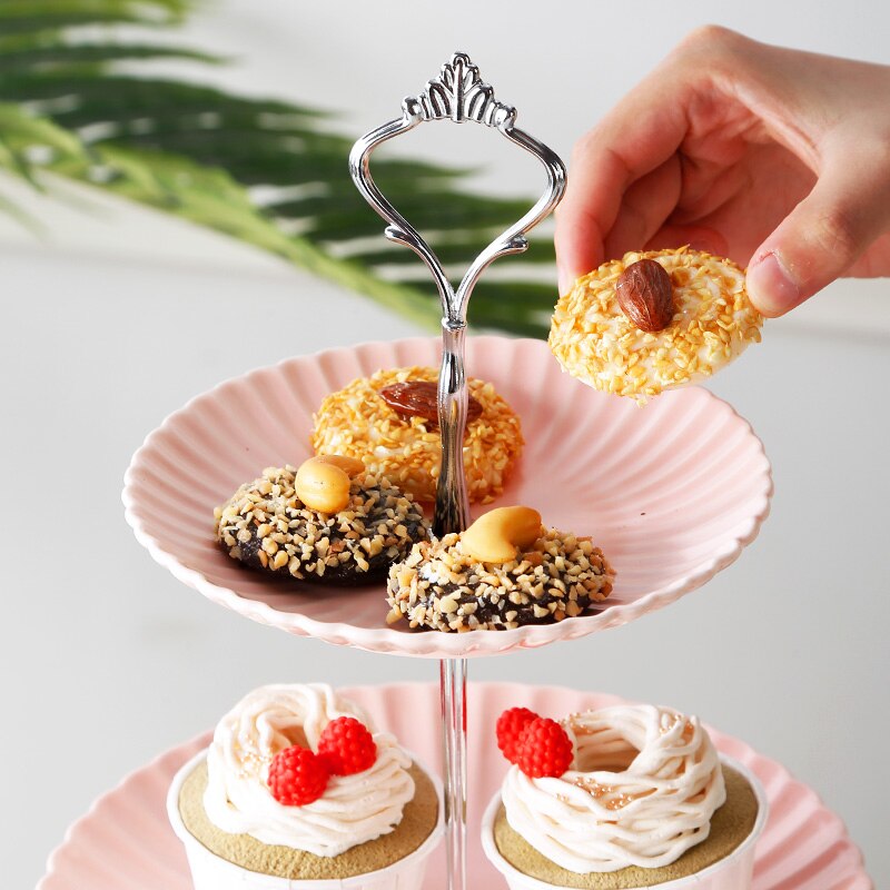 Nordic Ceramic Fruit Plate Three-layer Dessert Plate Cake Plate Multi-Layer Pastry Plate Candy Tray Shelf