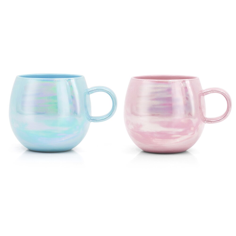AIXZ 2Pcs/Set Mugs Ceramic Mug Coffee Cup 350 ML 470 ML Large Capacity Tea Mug Couple Lover For Friend: 470ML PinkxBlue