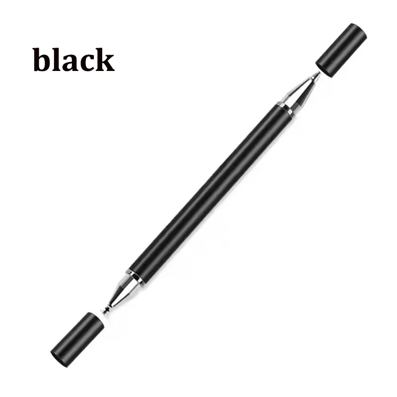 2-in-1 universele styluspen voor tablet mobiel Android ios telefoon iPad accessoires tekentablet capacitieve schermaanraakpen: Black