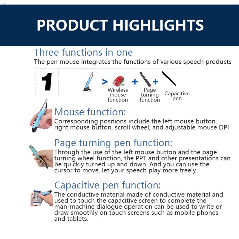 Uthai DB32 Usb Capacitieve Pen _ 2.4G Draadloze Muis Pen Persoonlijkheid Creatieve Verticale Pen Vorm Computer Stylus Batterij Muis