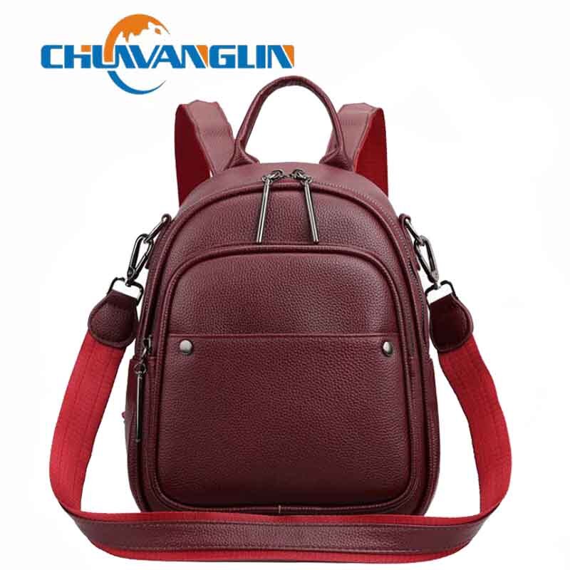 Chuwanglin Casual Rugzak Vrouwelijke Lederen Vrouwen Rugzak Grote Capaciteit Schooltas Voor Meisjes Leisure Schoudertassen A501105