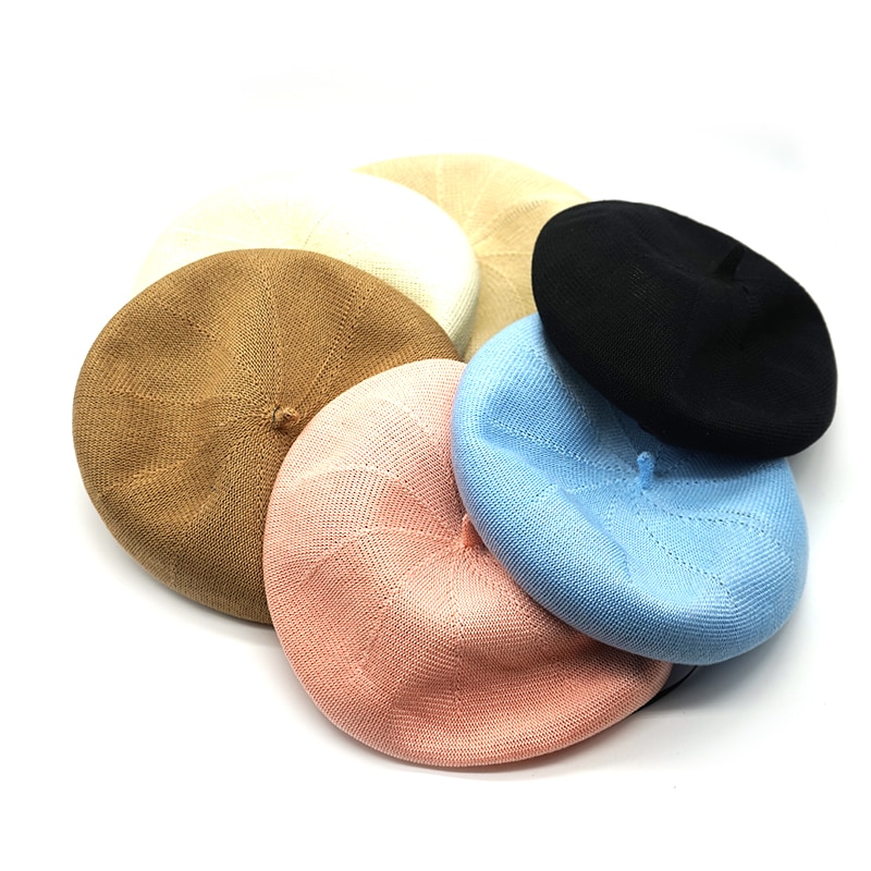 100%  bomulds justerbar kvinder hat baret hat forår og sommer græskar klovn pige retro baret bønne hat