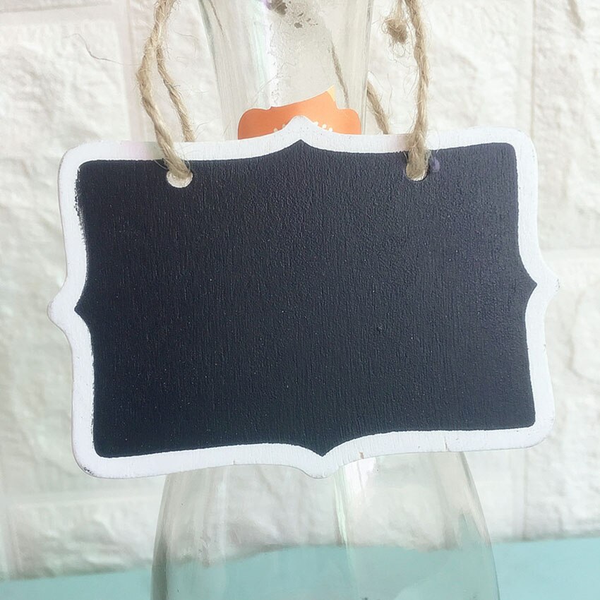 Minipizarra colgante de madera para decoración de cafetería, pizarra para Parque, adornos de jardinería con flores, 10 unids/lote
