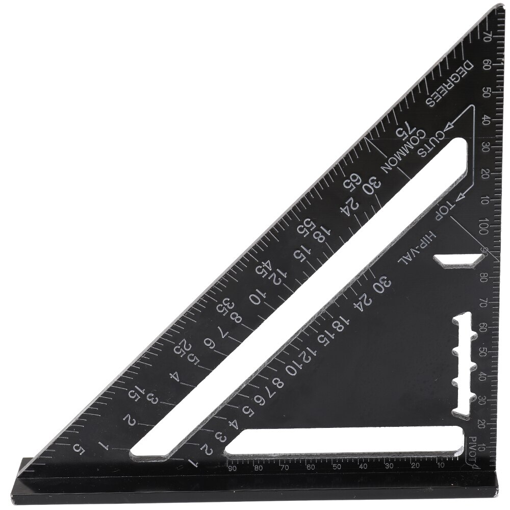 Triangle Rulers Aluminum Alloy 90 degrees 45 degrees Set Square 7in Black Metric Square Ruler