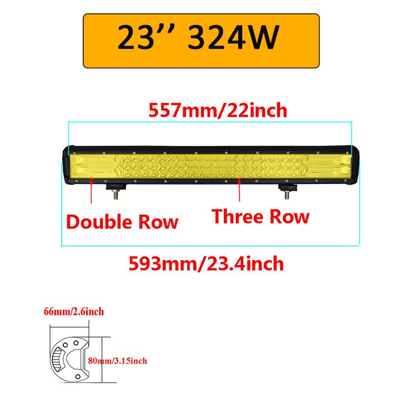 Auxtings 20 Inch Yellow Led 4x4 Offroad Light Bar For 4WD Trucks SUV ATV Trailer Beams Amber Work Driving Lights Fog Lamp: 23inch no wiring