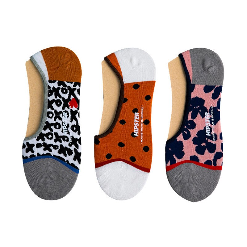 Lente En Zomer De Originele Retro Tint Persoonlijkheid Jacquard Onzichtbare Sokken Slippers Liefhebbers Silicagel Antislip Boot sokken