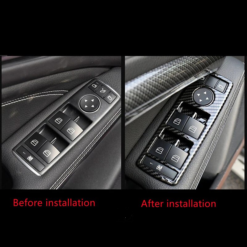 Carbon Fiber style Car Window Lift Button Frame Sticker For Mercedes Benz A B C E GLE GLA CLA GLK Class W176 W204 W212 W166 W218