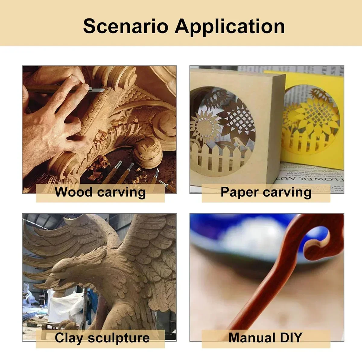 12 Piece Set Of Soft Wood Carving Knife Set Art Carving Knife Set Suitable For DIY Carving Carpenter Experts And Beginners