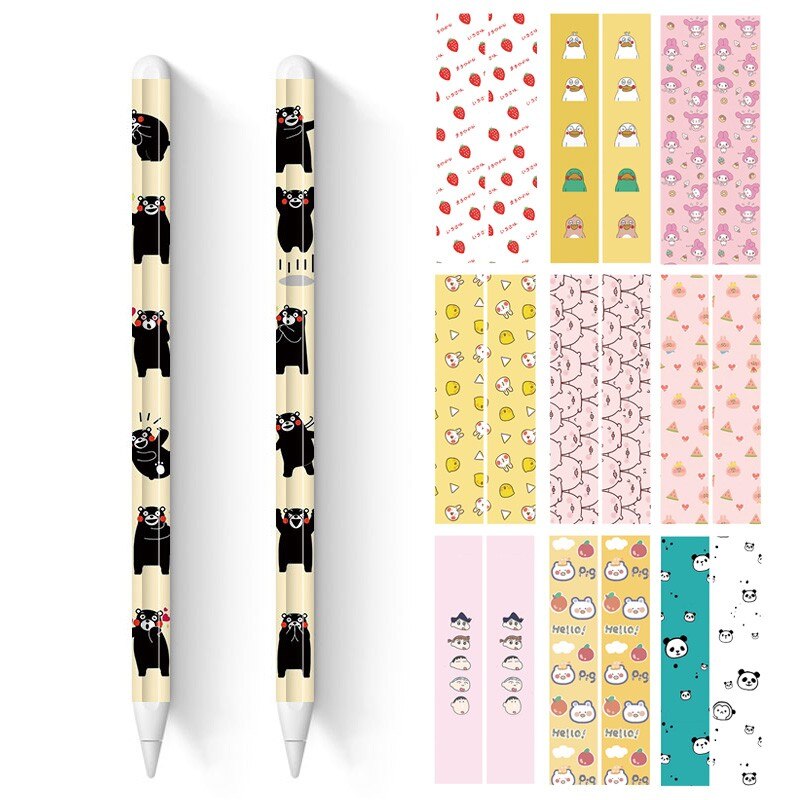 Tubarão mágico 2 pçs/lote bonito crayon shinchan panda urso toque caneta stylus adesivo película de pele papel protetor para apple lápis 2