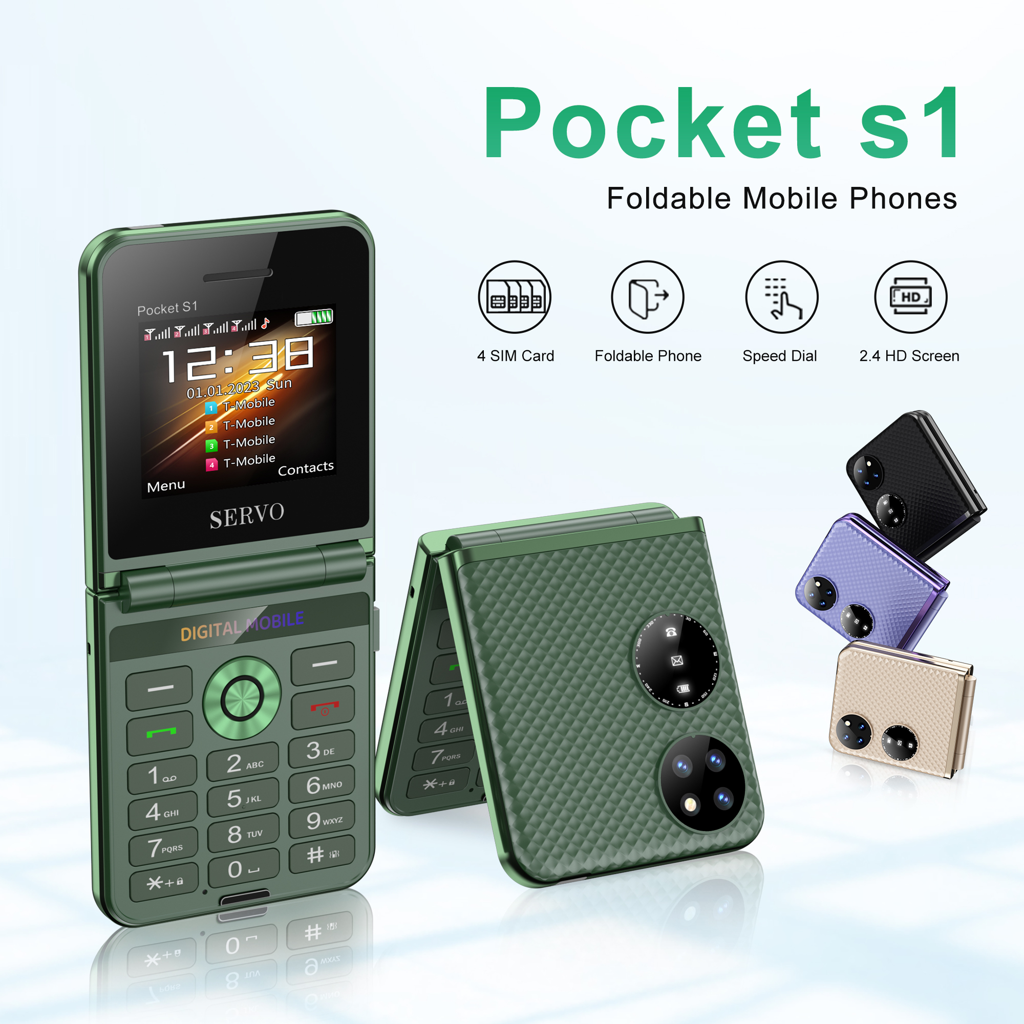 SERVO Tasche S1 4 SIM bereithalten kippen praktisch 2,4" Anzeige Magie Stimme Anruf Aufnahme Taschenlampe MP3 Geschwindigkeit wählen falten praktisch