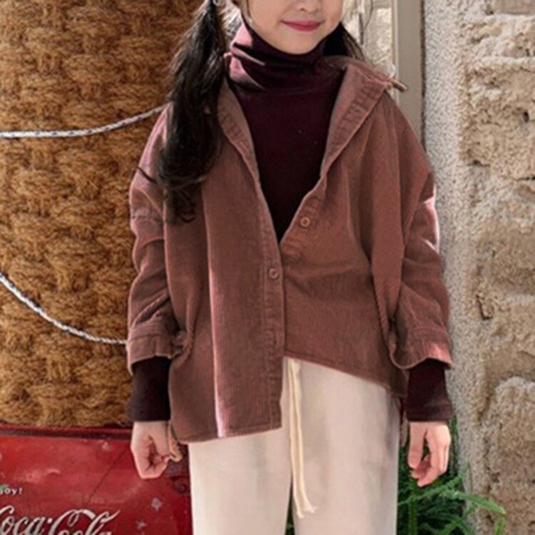 Herfst Kinderkleding Mode Baby Jongens En Meisjes Lange Mouw Single-Breasted Kinderen Corduroy Overhemd