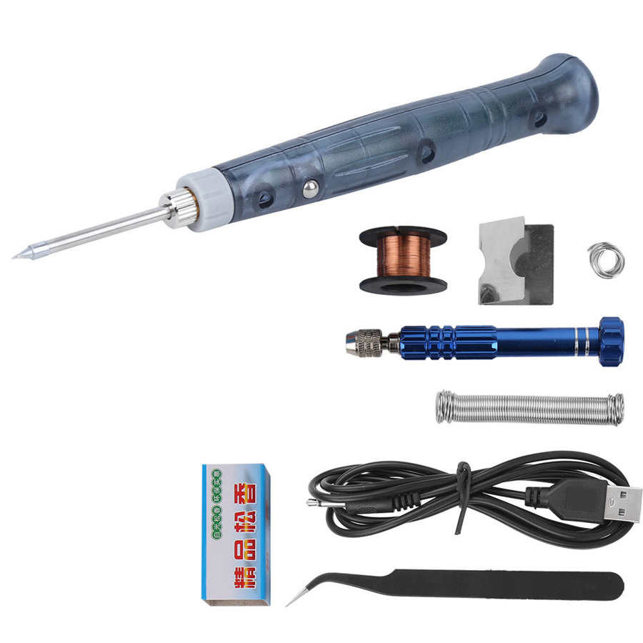 Mini Portable USB Soldering Iron Kit Welding Repair Equipment Set Box Electric Pen Tip for Home Electronic Maintenance