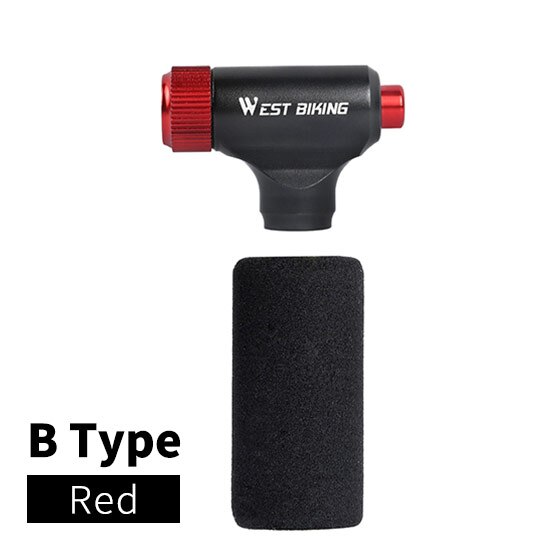 WEST BIKIING CO2 Pump Bike Mini Hand Pump MTB Road Bicycle Air Inflator Schrader Presta Valve Adapter Ball Cycling Accessories: B New Red
