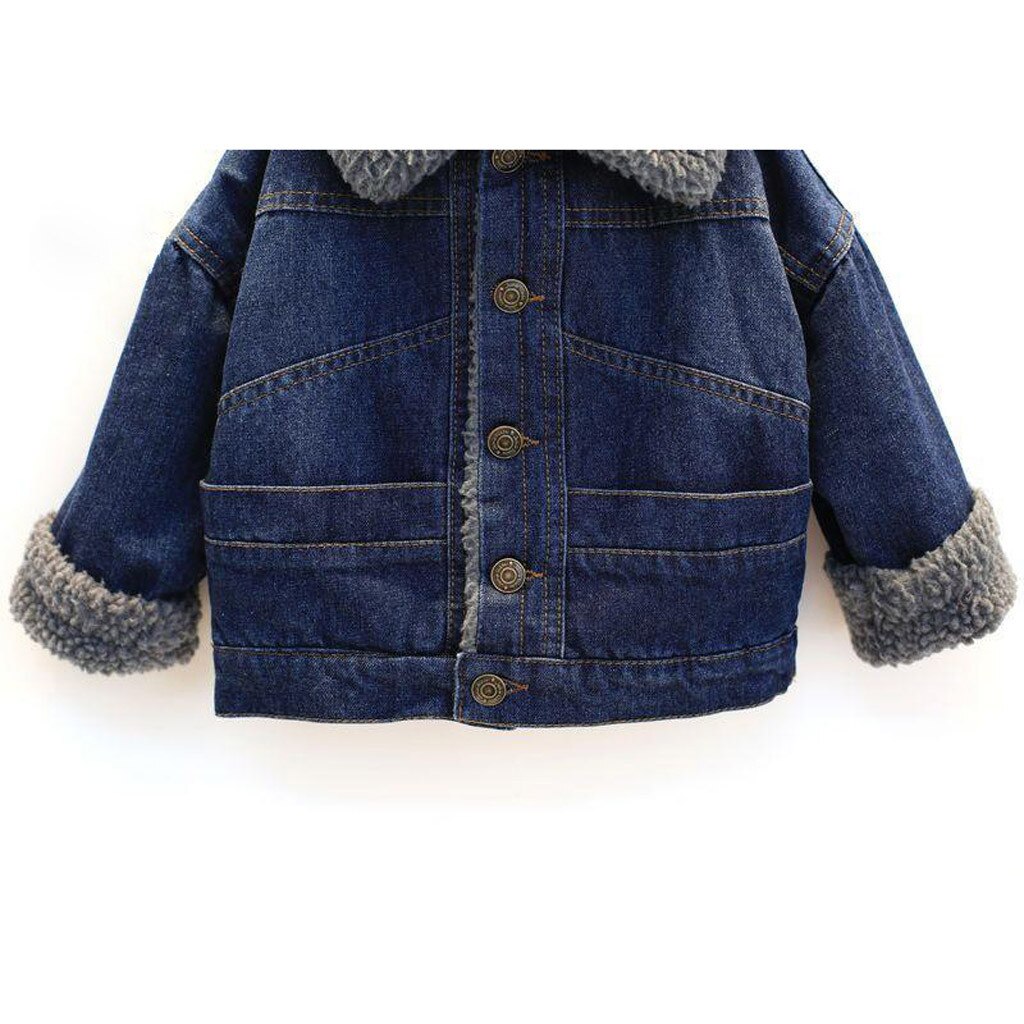 Winter Baby Denim Jacket Toddler Kids Baby Denim J... - Grandado