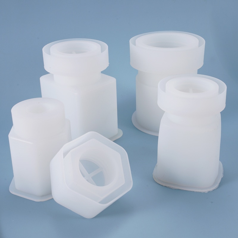 Diy krystal epoxy form flaske opbevaring flaske opbevaring forseglet krukke med låg opbevaring silikone form