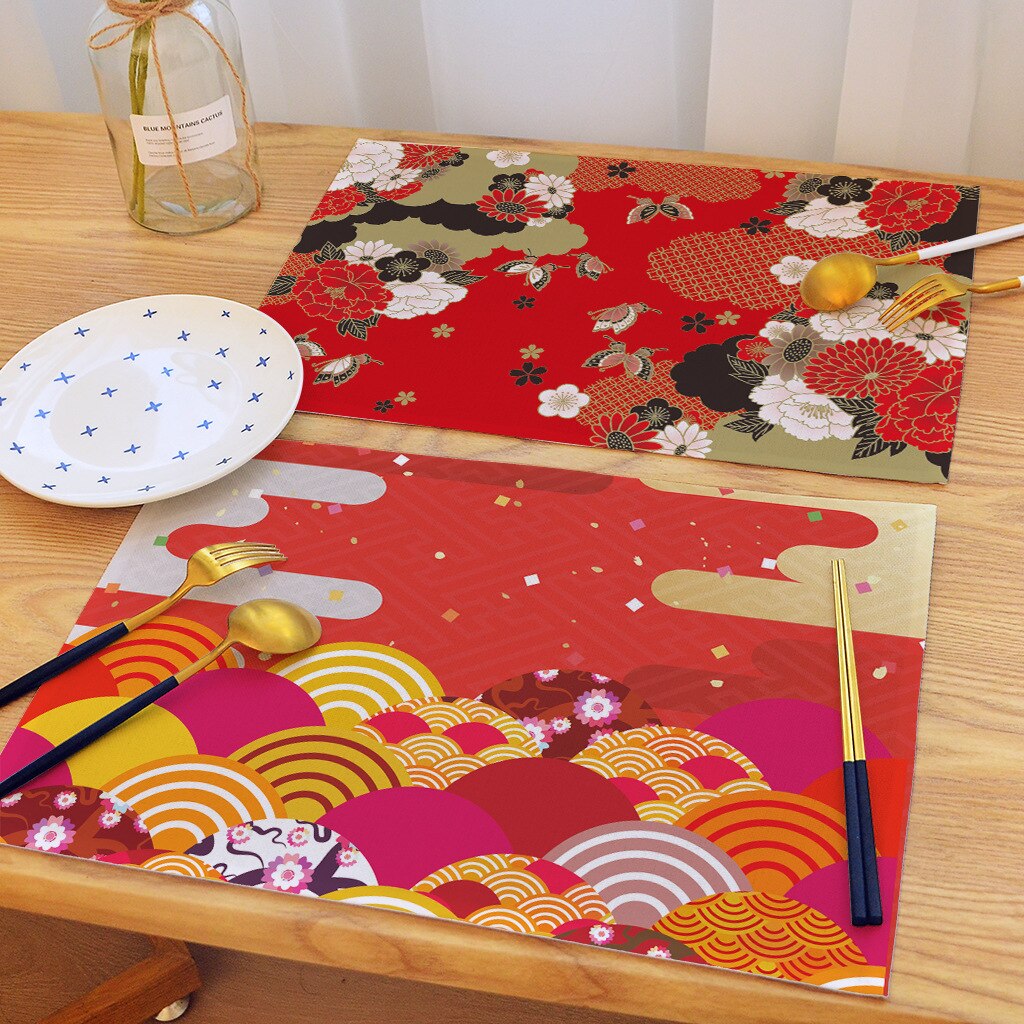 Mantel Individual de estilo japonés para mesa, alfombrilla aislante antideslizante para escritorio, arte japonés , pintura, posavasos único de 45x30cm