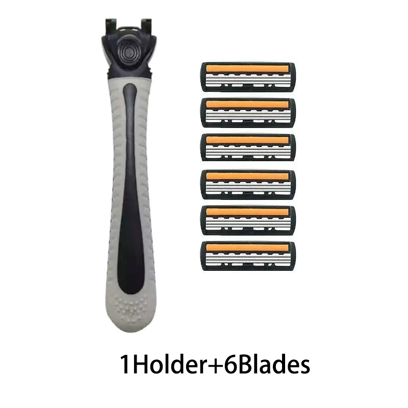 Hair Trimmer Three-layer Blade Manual Shaver Razor Blade Manual 3-layer Shaving Razor Male Scraper Head Shaver: Gold