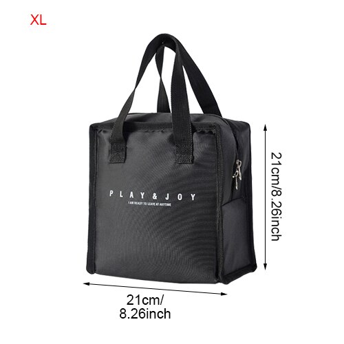 Bolsa térmica negra para almuerzo familiar, bolsa de aislamiento térmico Bento para escuela, Picnic, bolsa para comida de viaje, organizador de frutas, suministros de accesorios: Black XL Lunch Bag