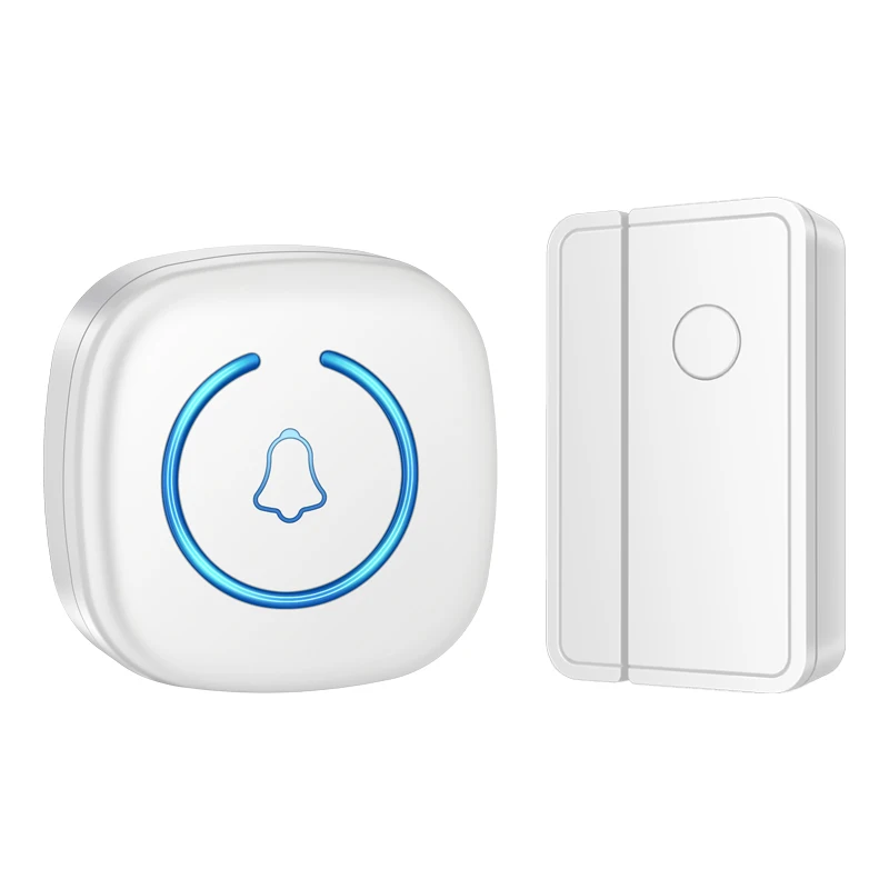 CACAZI Door Sensor Chime for Door Opens Outdoor Split Sensor Doorbell Adjustable 60 Ringtones LED Indicators Entry Alert Chime: Greyish Brown / EU