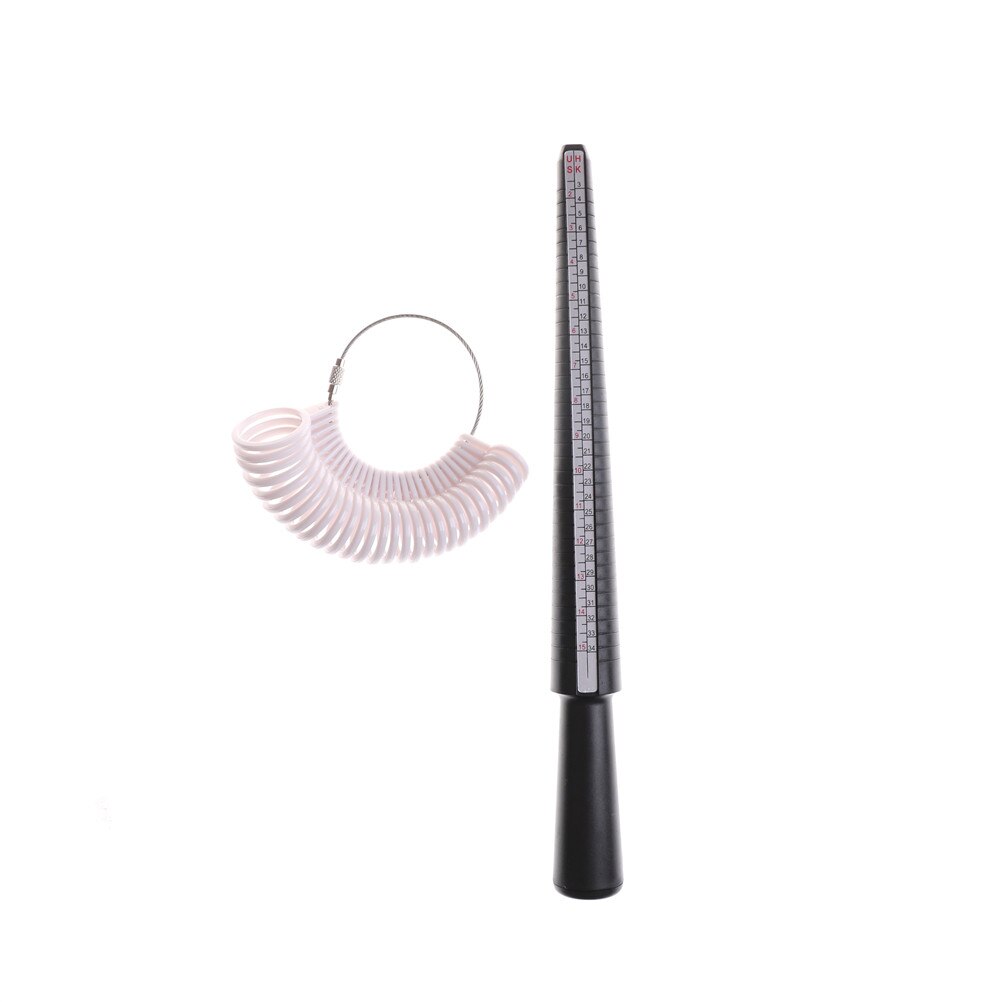 1 conjunto anel sizer dedo medição vara metal anel mandril: WHITE