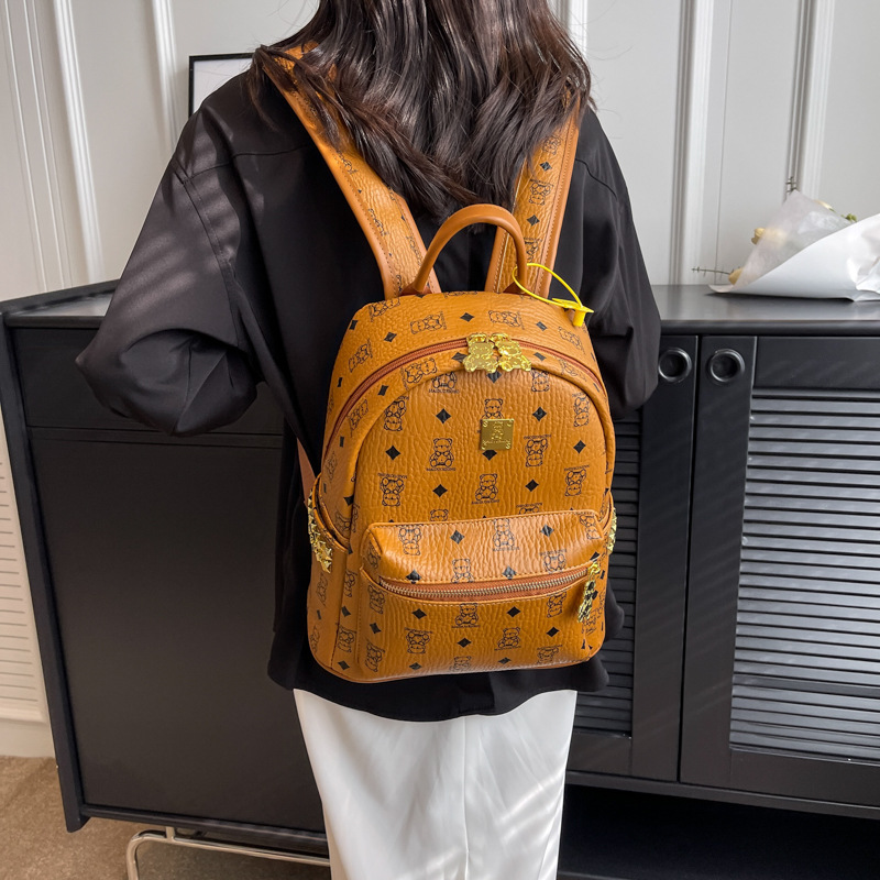 Dames Leren Rugzak Grote Tablet Beige Rugzak Luxe Tassen Vrouw Bruine Luxe Rugzak Meisje Roze Verzameltas: Bruin