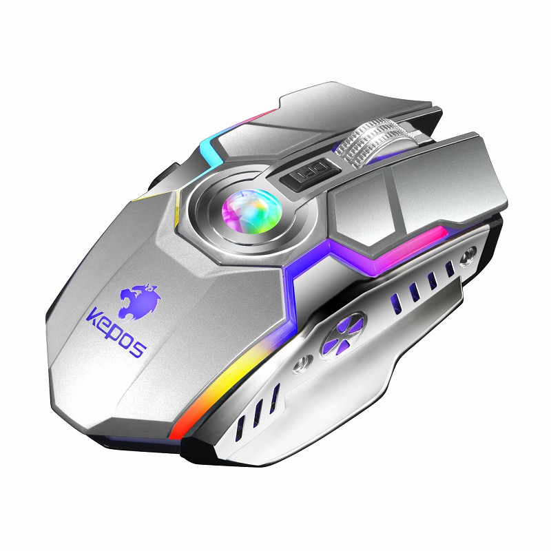 Leise, wiederaufladbare gaming-maus, kabellose streamer-maus mit rgb-led-hintergrundbeleuchtung, 7 tasten, usb 2.4g -anschluss für pc und laptop