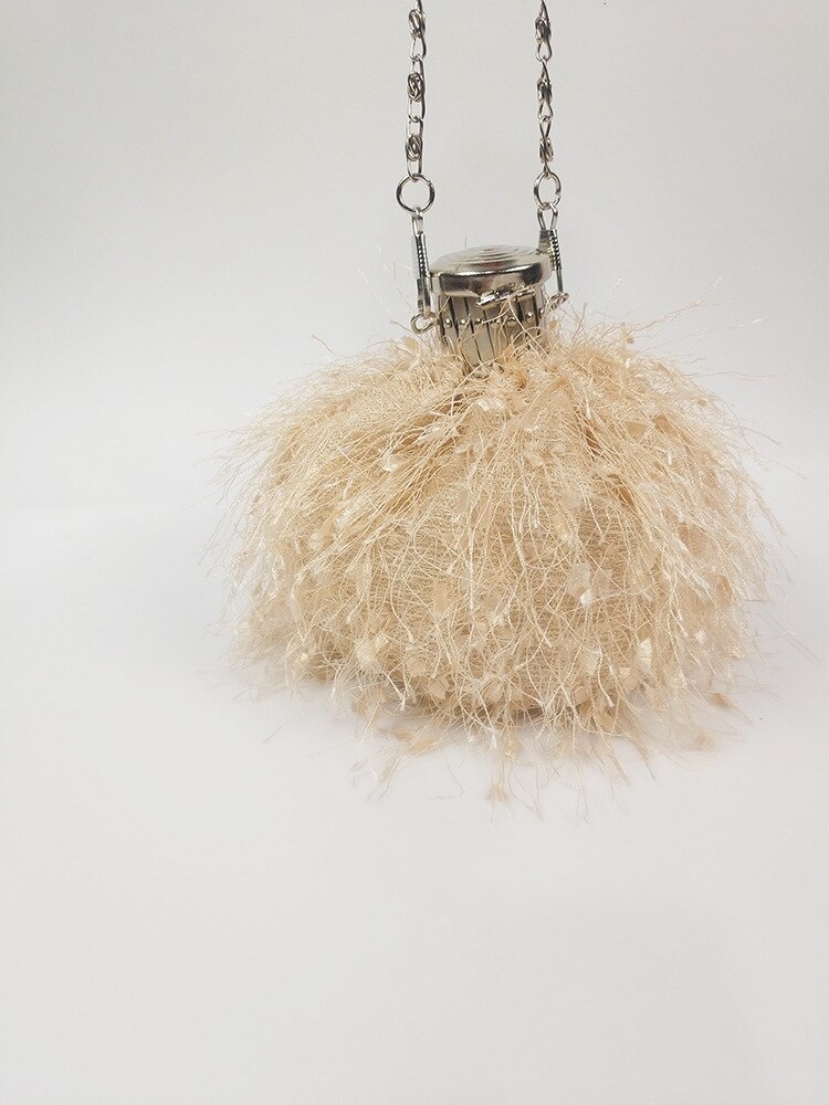 Mini Small Bag Women&#39;s Tide Hip Flask Bag Hair Wool Tassel Messenger Bag Round Bag Shoulder Bucket Bag: Khaki