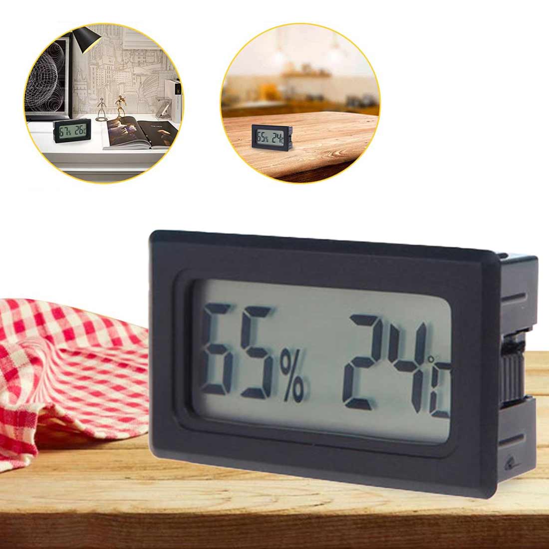 Portable LCD Digital Temperature Humidity Meter -1 /-2 Indoor Outdoor Hygrometer Thermometer Tester Weather Station With Clock: black C battery
