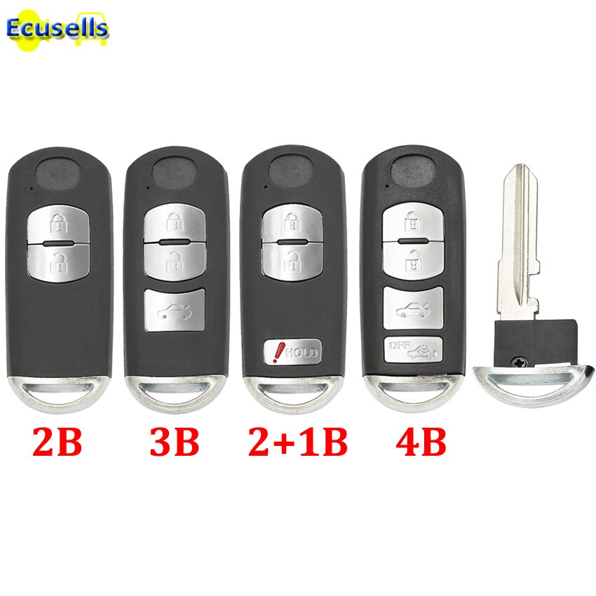 2/3/4 Knoppen Keyless Entry Smart Remote Key Shell Case Fob Voor Mazda 3 6 CX-3 CX-5 Axela Atenza met Emergency Key