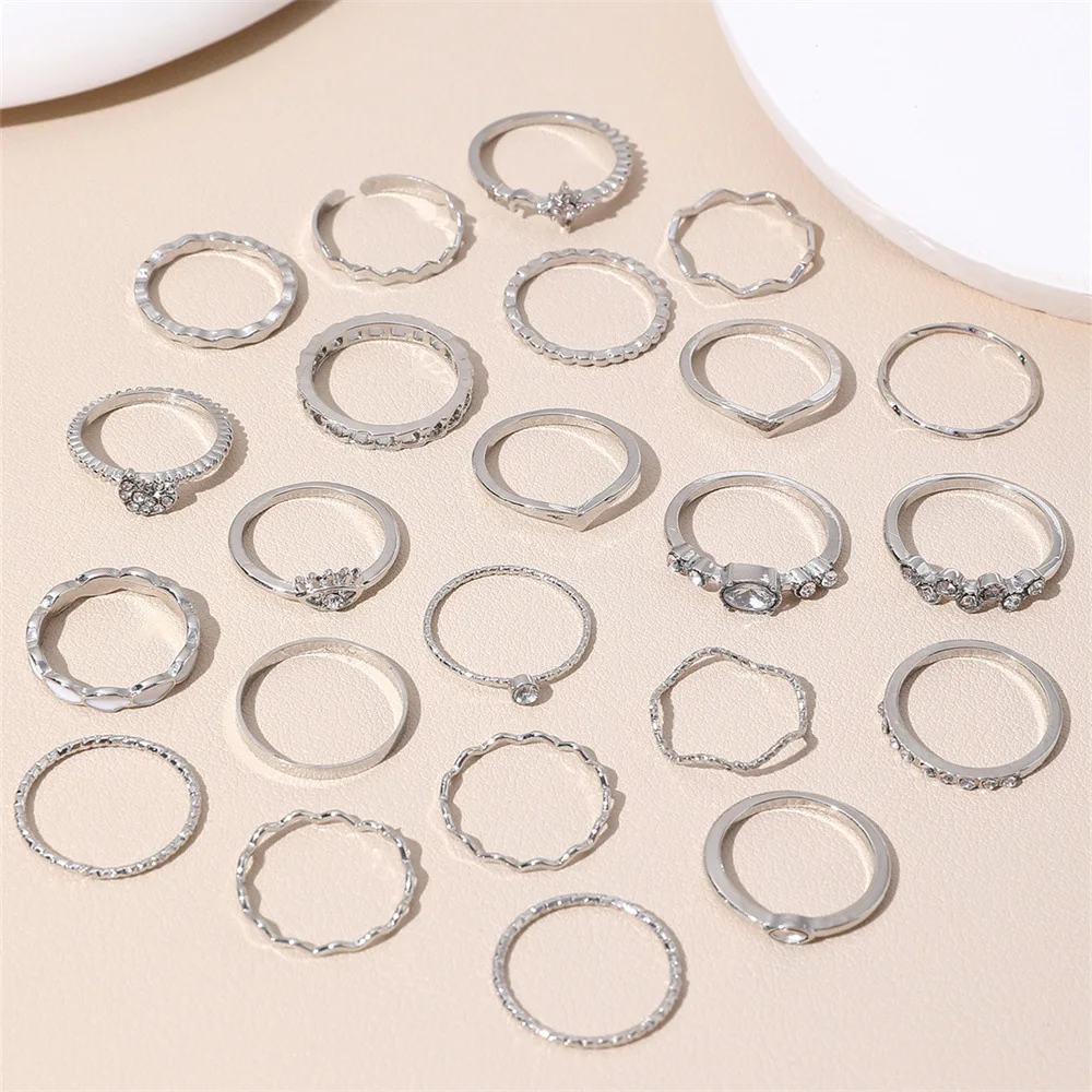 Knuckle Rings Set 23Pcs Knuckle Rings Set For Women Crystal Star Moo... – Grandado
