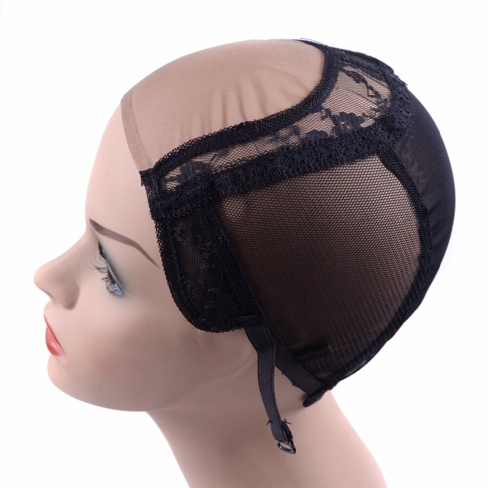 4*4" U Part Wig Caps With Lace Net For Making Wigs With Adjustable Straps Glueless Weaving Caps Mesh Wig Cap