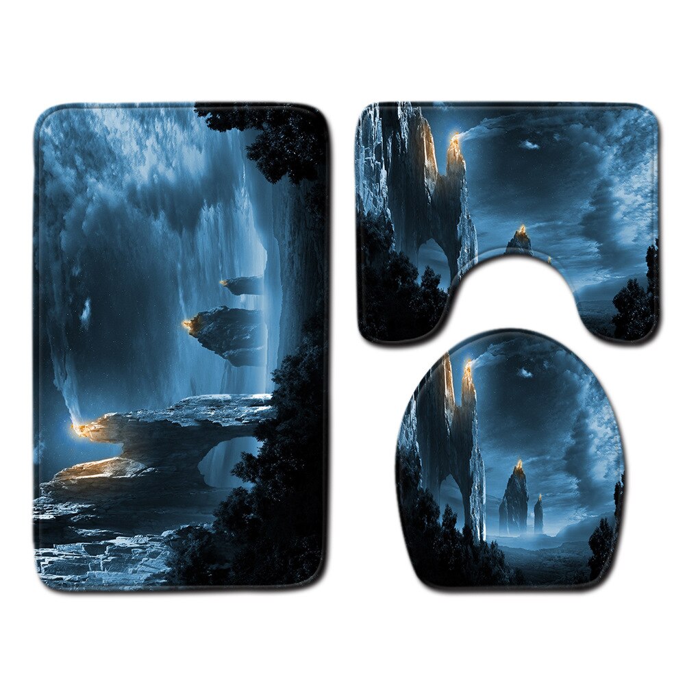 Ster badkamermat toilet driedelige set badmat badmat baddecoratie badkamertapijt badmatset: Q190910-a025