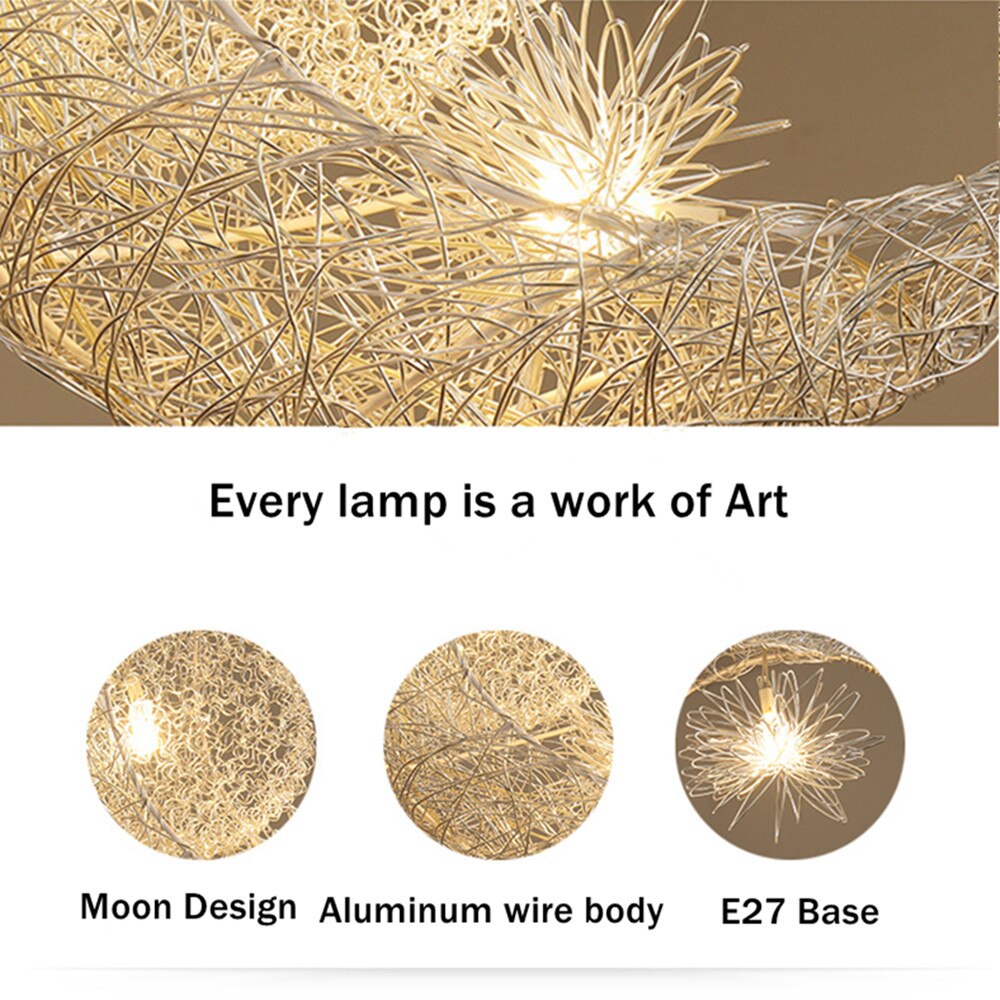 Moderne ledet hengende lys til stue soverom spisestue hengende lampe måne stjerne anheng lampe låve soverom lys luminare