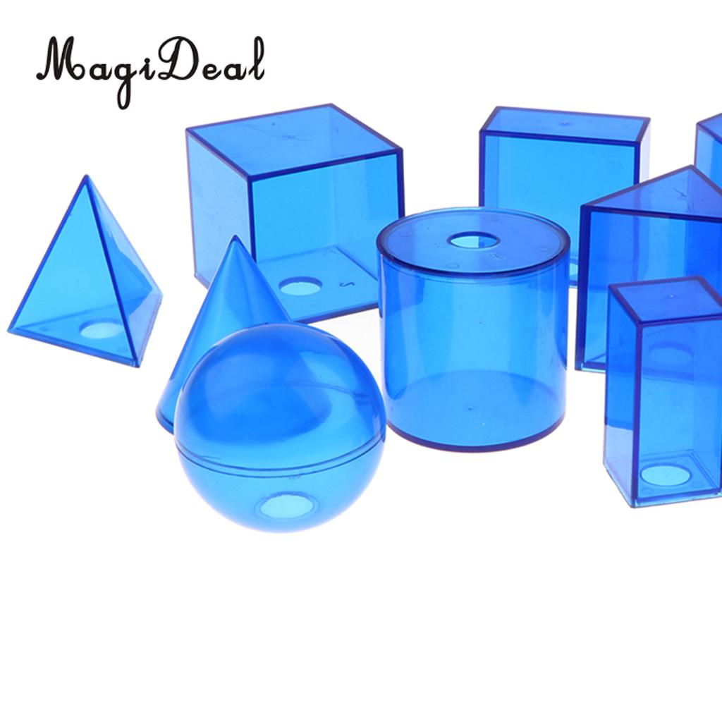 12 pieces Plastic Geometric Solids - 3D geometry Exploring Volume Shape Visual Aids Mathematics Math Educational Student Toy