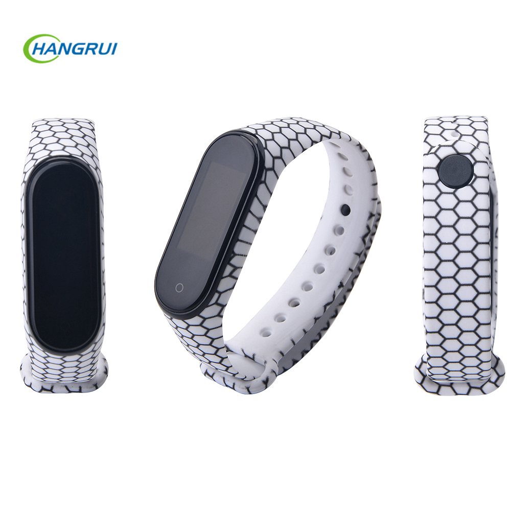 Per Mi band 4 3 cinturino da polso in silicone con stampa cinturino per xiaomi mi band 3 cinturino mimetico di ricambio per cinturino Mi band 4 3: Football pattern